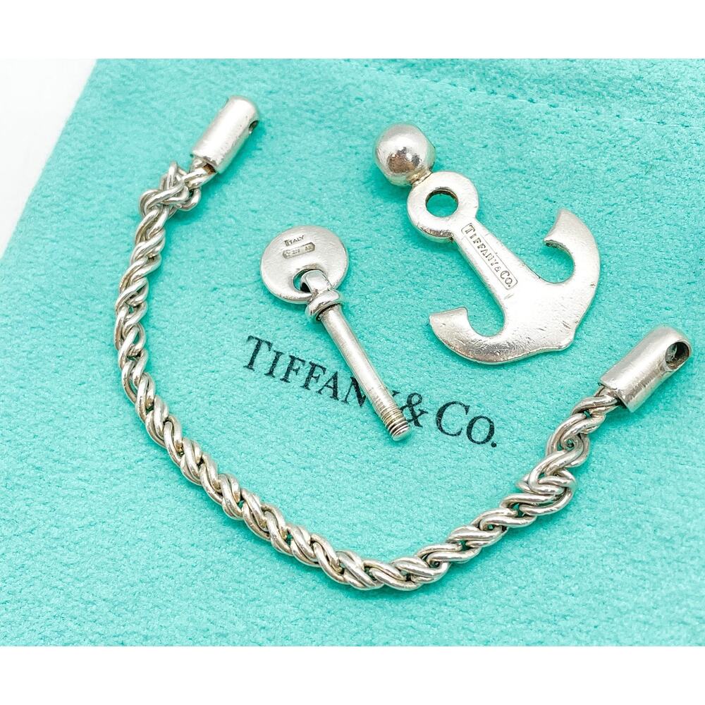 Tiffany & Co. Anchor Keychain Key Ring Sterling Silver Keyring - Picture 5 of 15